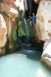 Randy climbs the falls