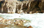 Our boat going through the rapids