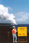 Steam plume from lava
